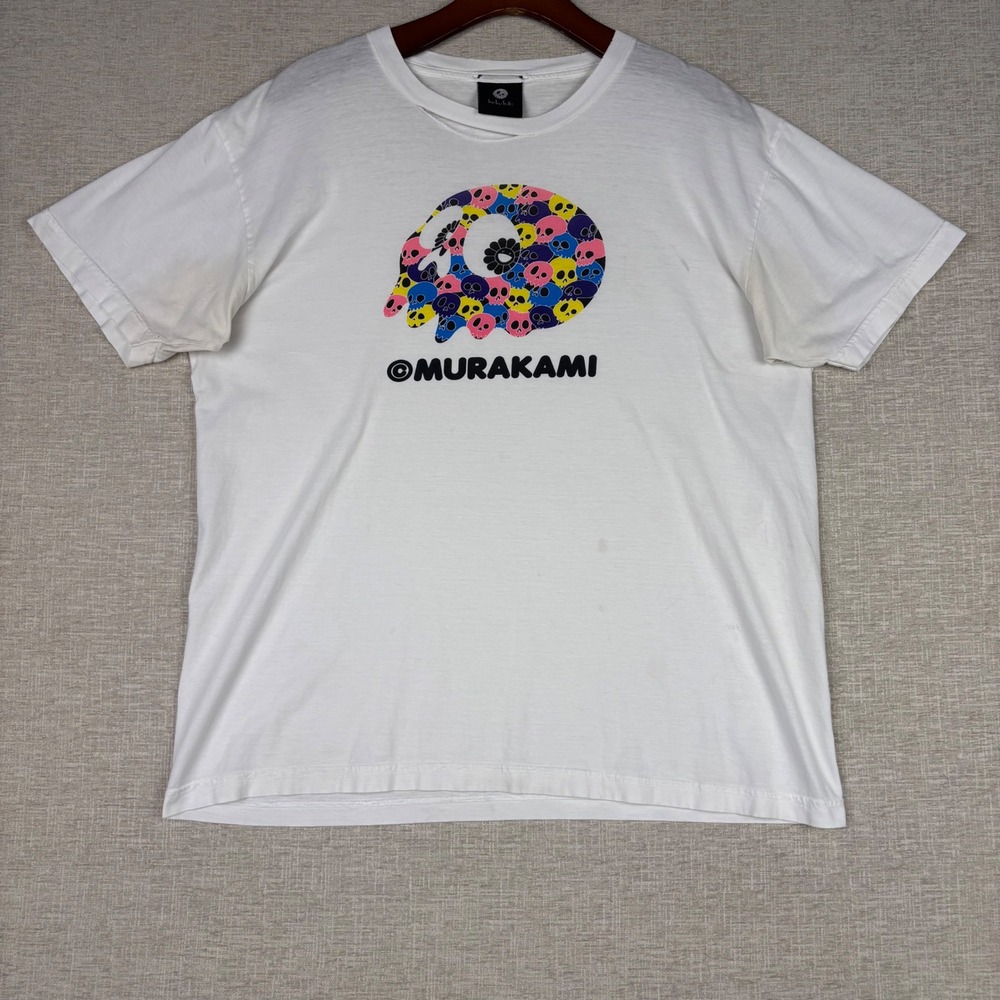 Takashi Murakami Kaikai Kiki Skull Graphic T-Shirt White Mens Large Art Piece